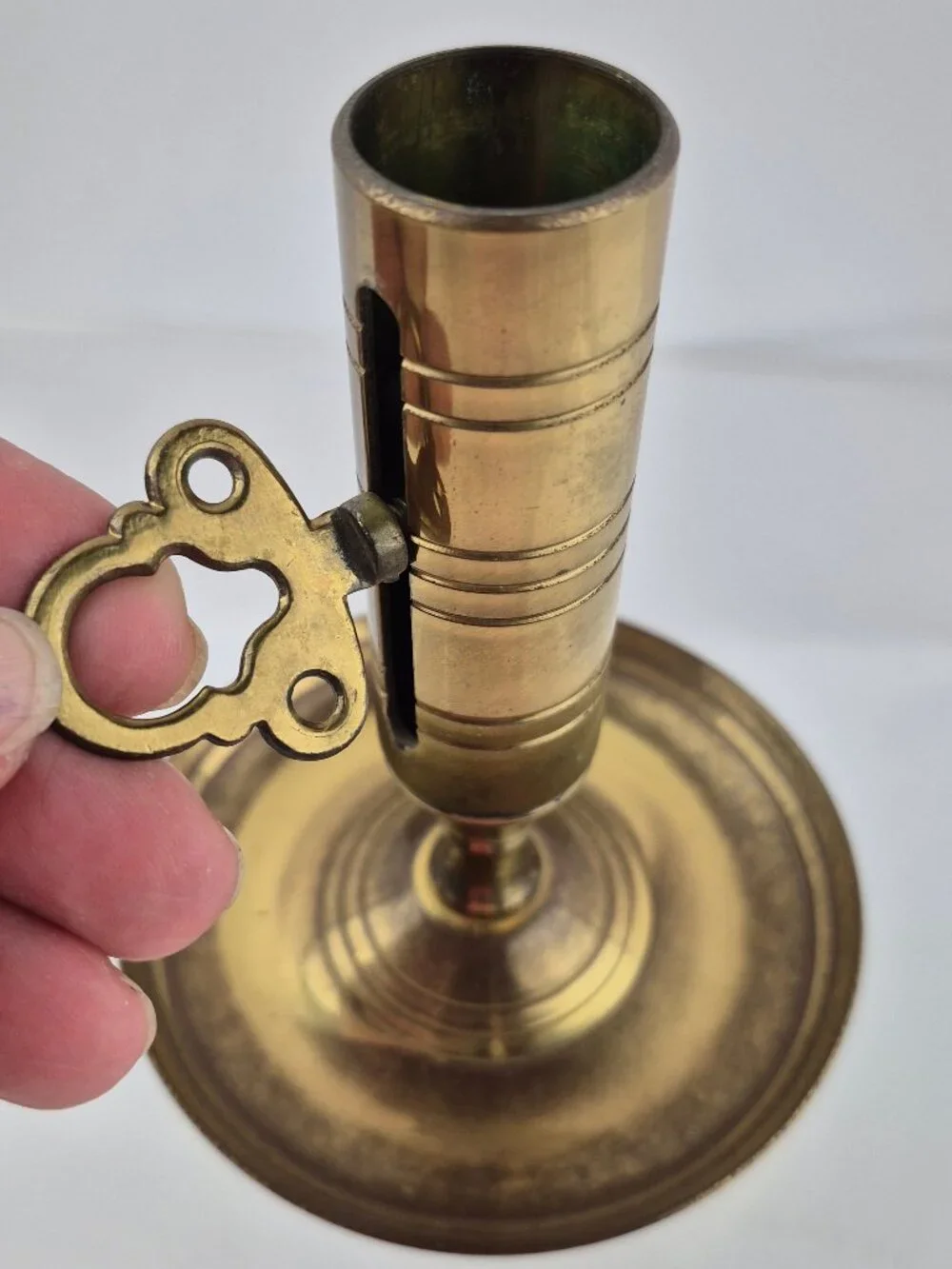 Vintage Brass Chamberstick Push-Up Candlestick Holder Made in Sweden